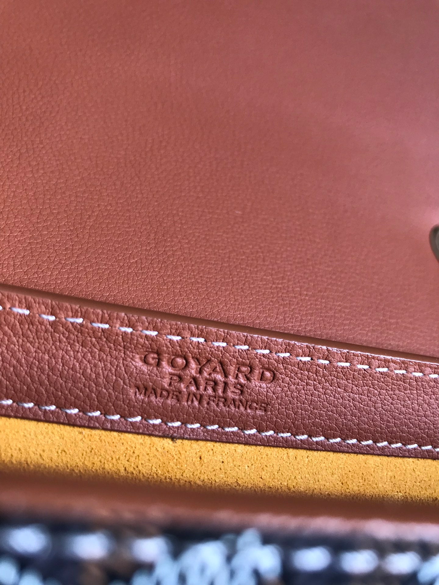 233 BAG 25 IN TAN CALFKIN AND BLACK GOYARDINE CANVAS