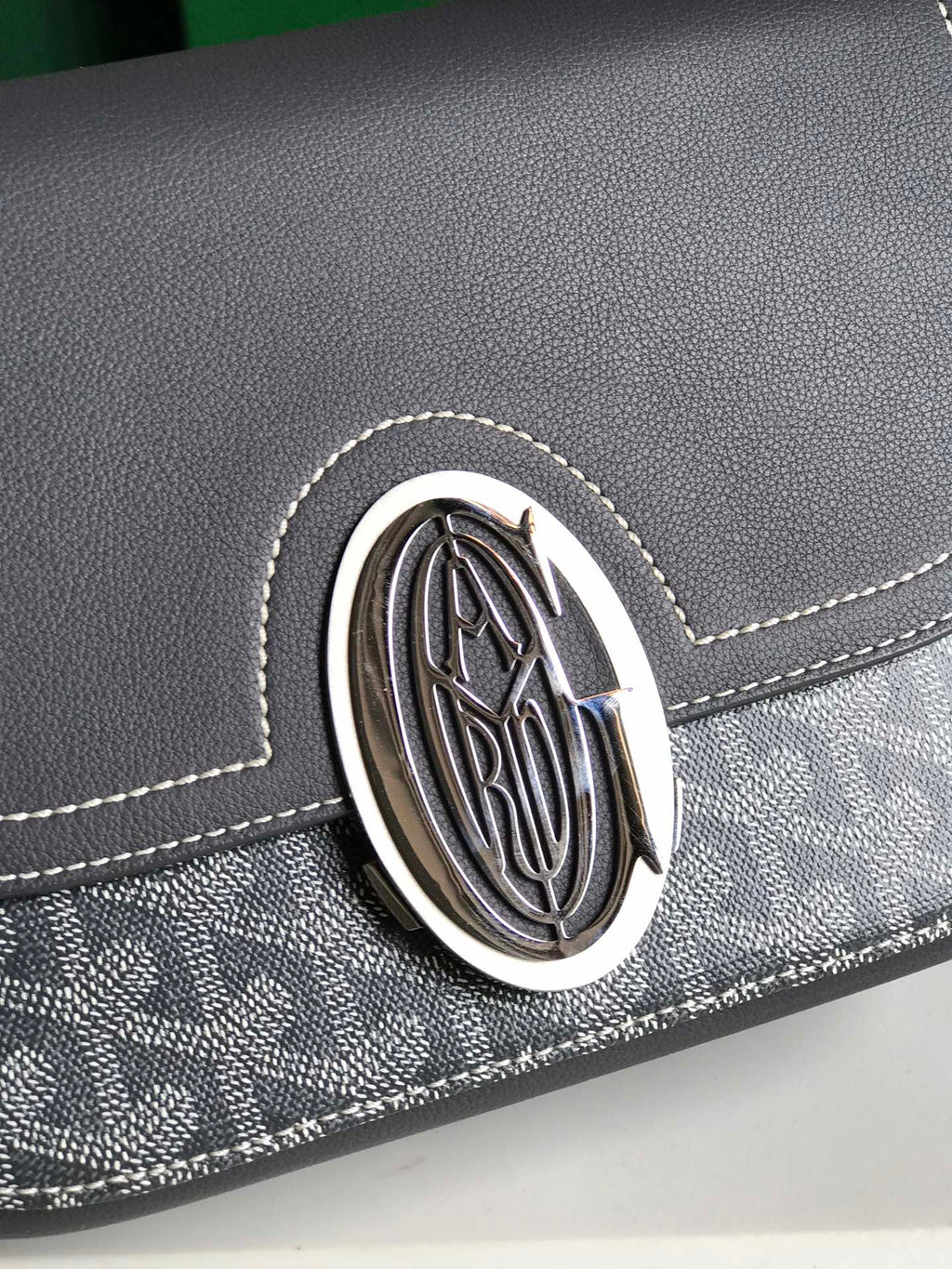 233 BAG 25 IN GRAY CALFKIN AND GOYARDINE CANVAS