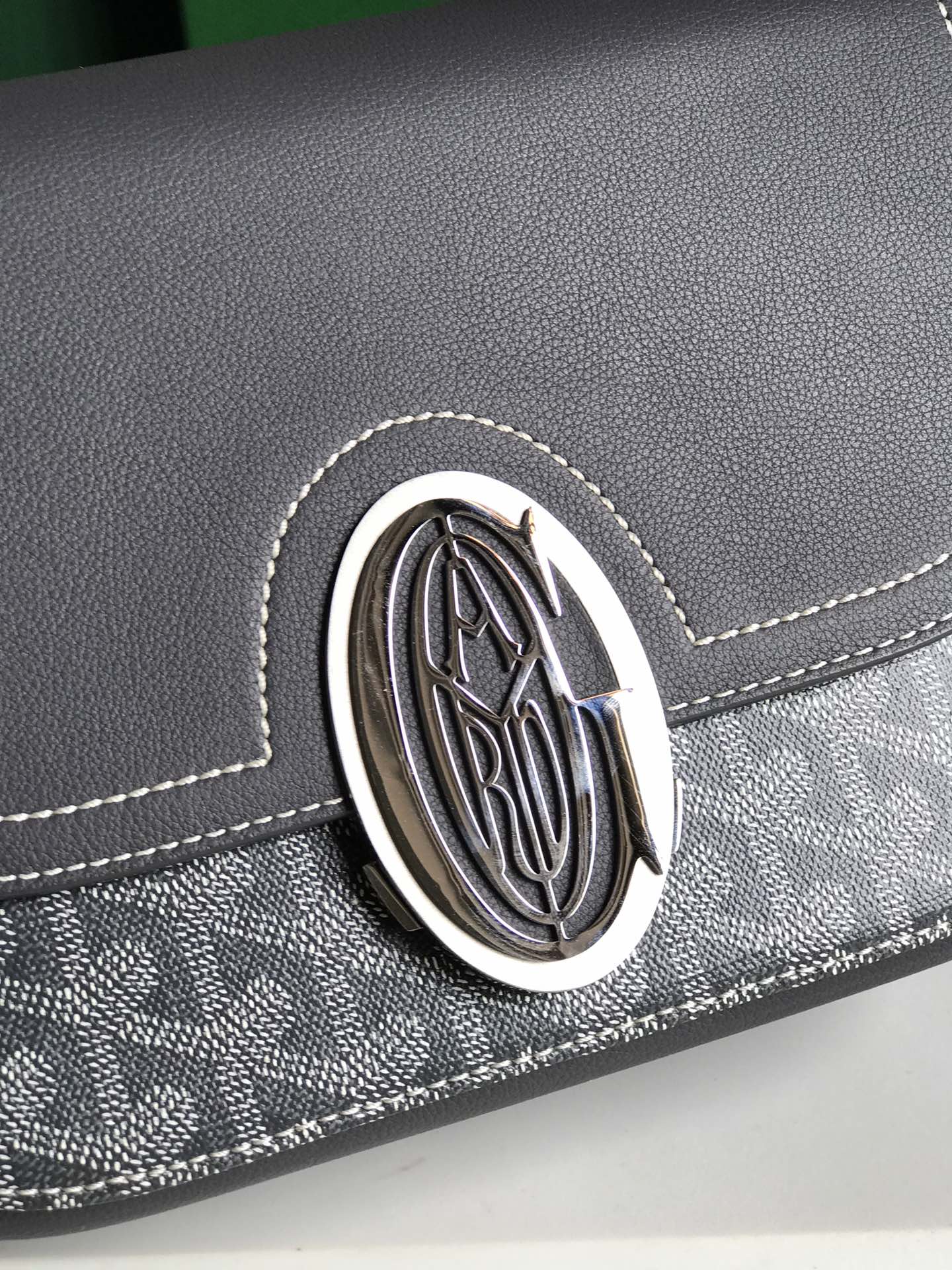 233 BAG 25 IN GRAY CALFKIN AND GOYARDINE CANVAS