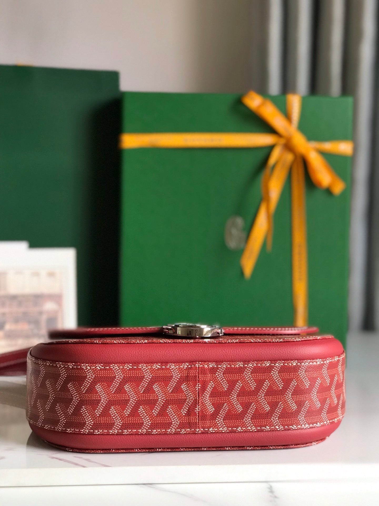 233 BAG 25 IN CLASSIC RED CALFKIN AND GOYARDINE CANVAS