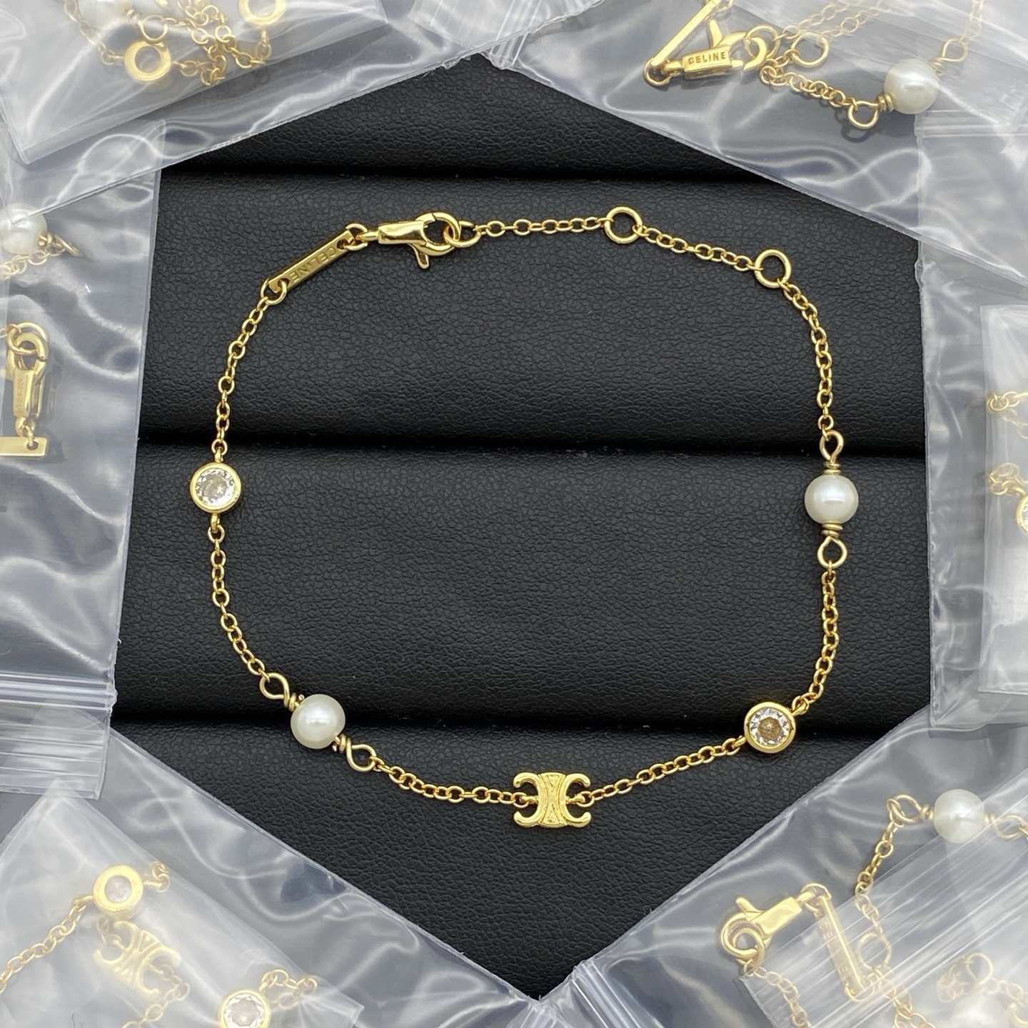 Celine Pearl Necklace Bracelet