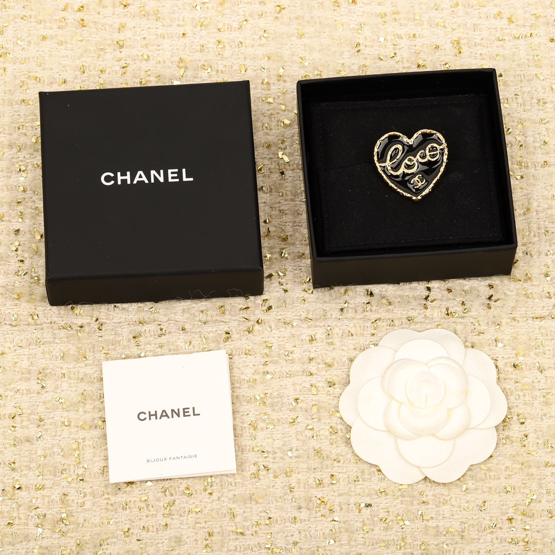 18K  Chanel Black Heart Brooch