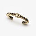 18K  Chanel Black Leather Cuff Bracelet