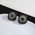 18K  Chanel Black Square Earrings