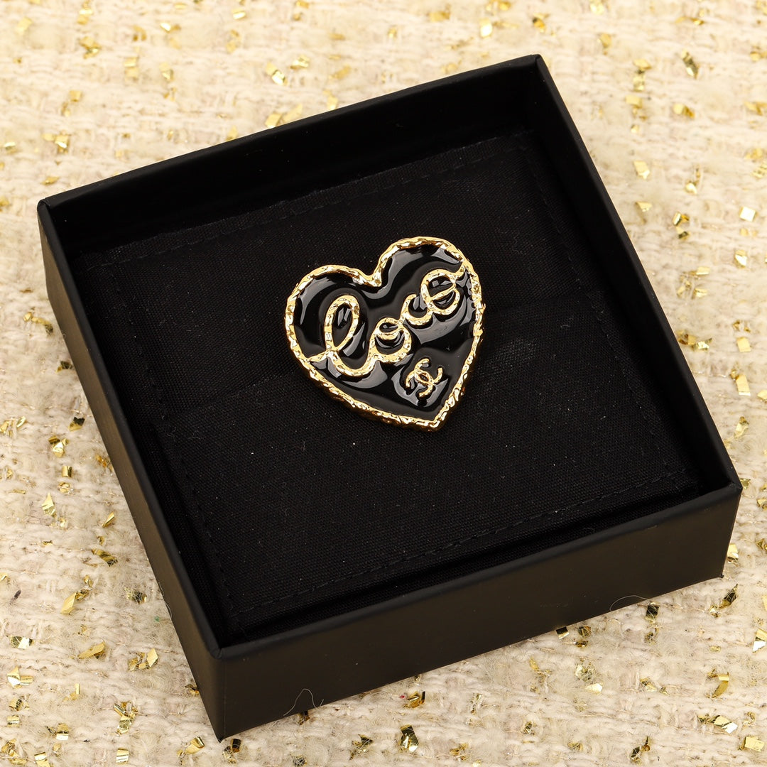 18K  Chanel Black Heart Brooch