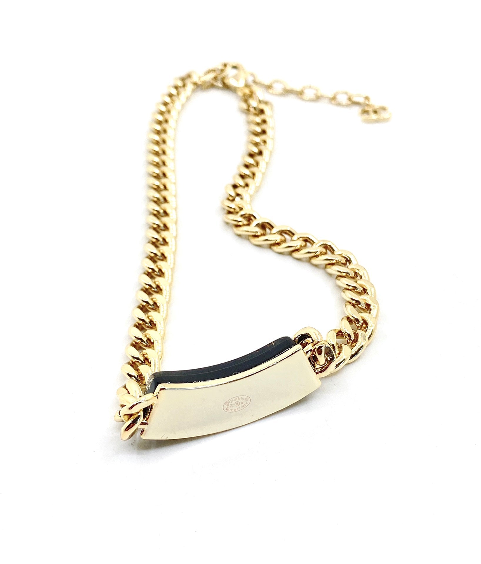 18K  Chanel Black Logo Chain Necklace