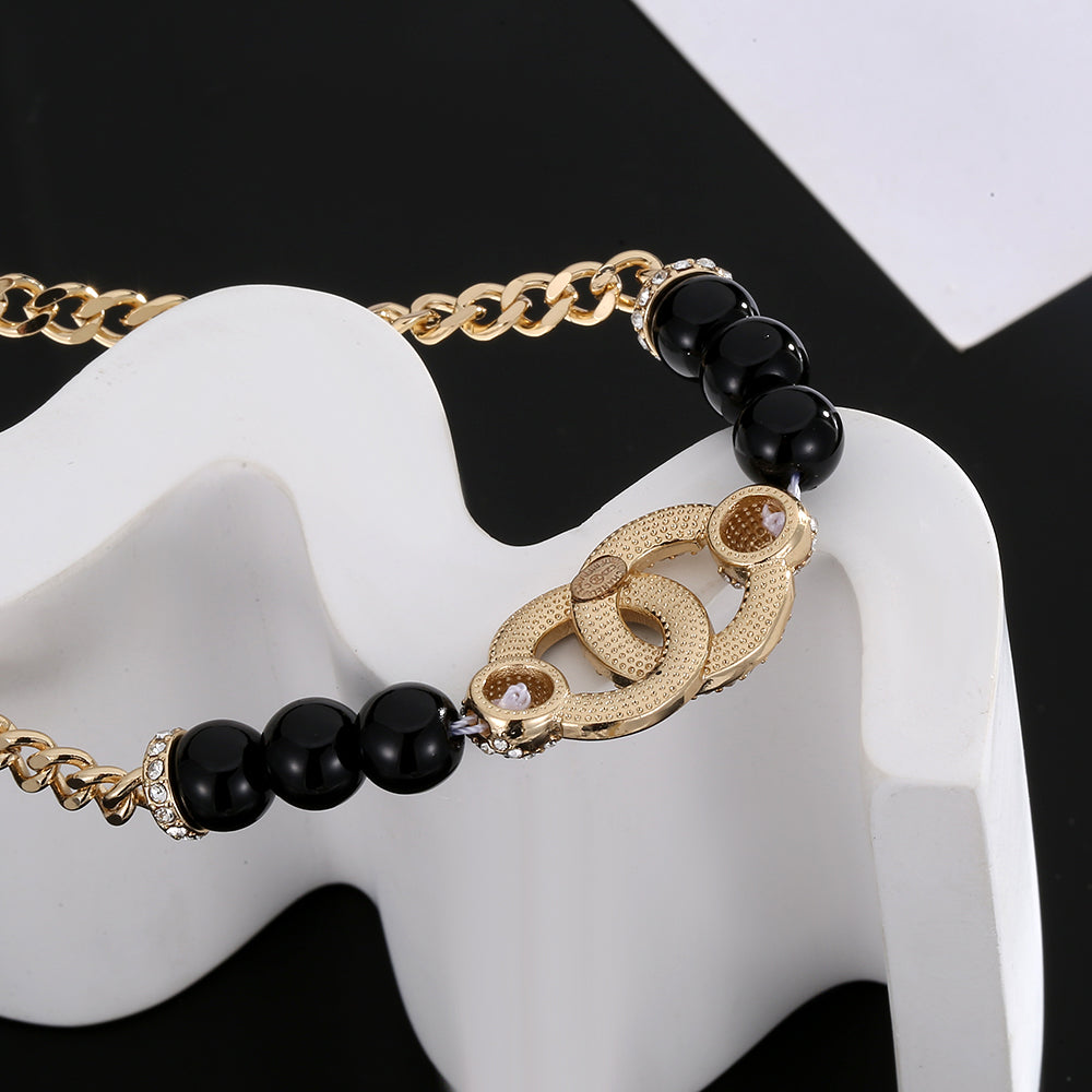 18K  Chanel Black Pearls Diamonds Necklace